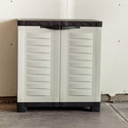 23" Black and Gray Plastic Accent Cabinet With Two Doors