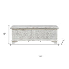 52" White Solid Wood Geometric Ottoman