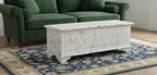 52" White Solid Wood Geometric Ottoman