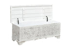 52" White Solid Wood Geometric Ottoman