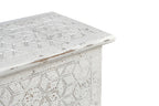52" White Solid Wood Geometric Ottoman