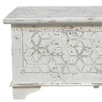 52" White Solid Wood Geometric Ottoman