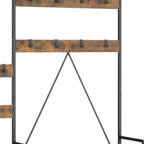 71" Black And Brown Rustic Ten Hook Coat Rack Storage Bench