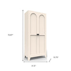 71" Cream Stainless Steel Locking Pantry Or Storage Closet With Arched Panel Doors