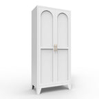 61" Black Stainless Steel Pantry Or Storage Closet With Arched Panel Doors