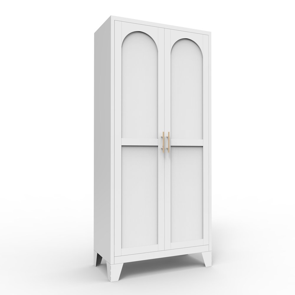 61" Black Stainless Steel Pantry Or Storage Closet With Arched Panel Doors