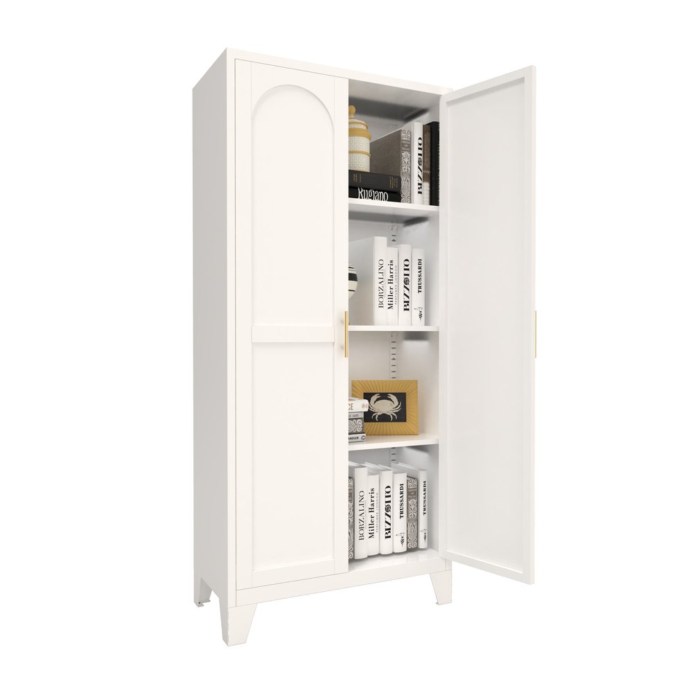 61" Black Stainless Steel Pantry Or Storage Closet With Arched Panel Doors