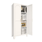 61" Black Stainless Steel Pantry Or Storage Closet With Arched Panel Doors
