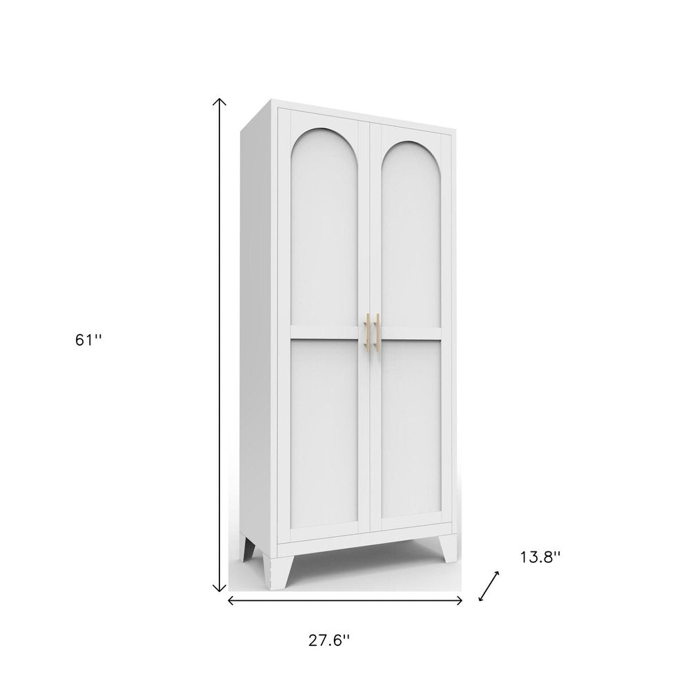 61" Black Stainless Steel Pantry Or Storage Closet With Arched Panel Doors