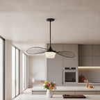 34" Black Aluminum Geometric Wavy LED Dimmable Outdoor Hanging Light