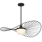 34" Black Aluminum Geometric Wavy LED Dimmable Outdoor Hanging Light
