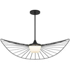 44" Black Aluminum Geometric Wavy LED Dimmable Outdoor Hanging Light