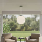 Black And White Frosted LED Dimmable Outdoor Hanging Light With Black Shades