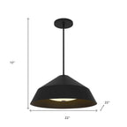 22" Black Aluminum Geometric LED Dimmable Outdoor Pendent Hanging Light