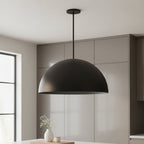 32" Black Aluminum Dome LED Dimmable Outdoor Pendent Hanging Light