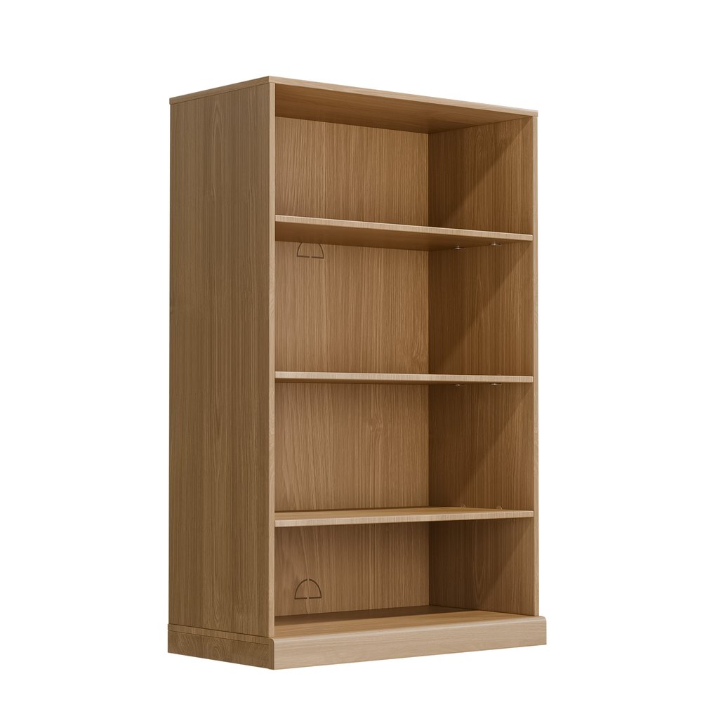 49" Natural Wood Adjustable Four Tier Etagere Bookcase