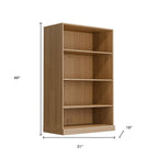 49" Natural Wood Adjustable Four Tier Etagere Bookcase