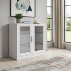 31" White Wood Accent Cabinet With Two Doors