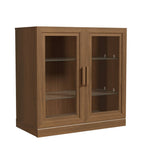 31" Brown Wood Accent Cabinet With Two Doors