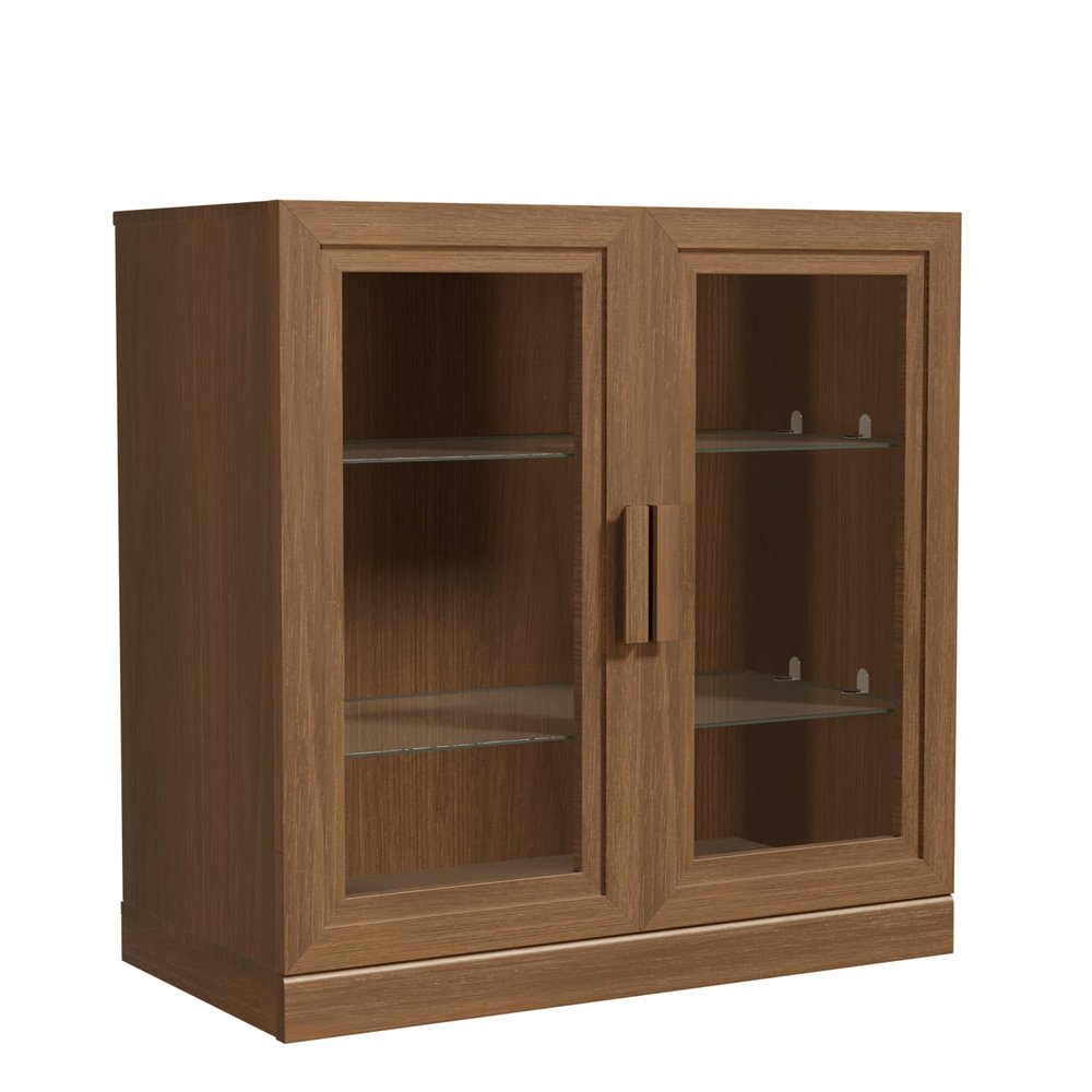 31" Brown Wood Accent Cabinet With Two Doors