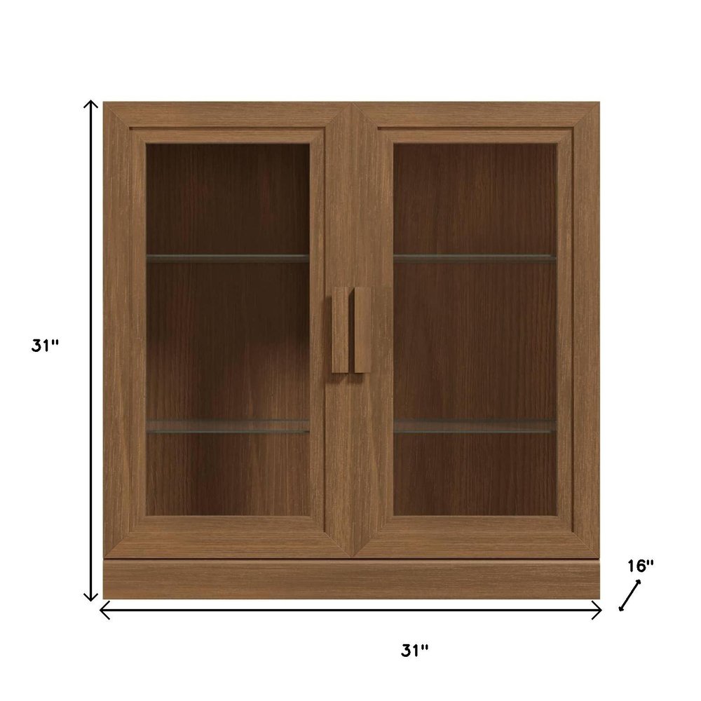 31" Brown Wood Accent Cabinet With Two Doors