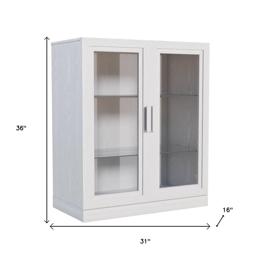 31" White Wood Accent Cabinet With Two Doors