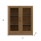 31" Brown Wood Accent Cabinet With Two Doors