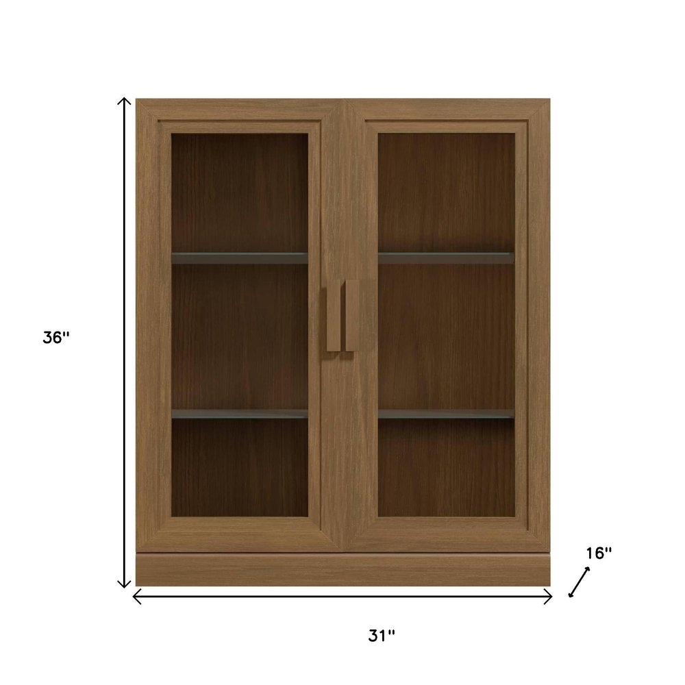 31" Brown Wood Accent Cabinet With Two Doors