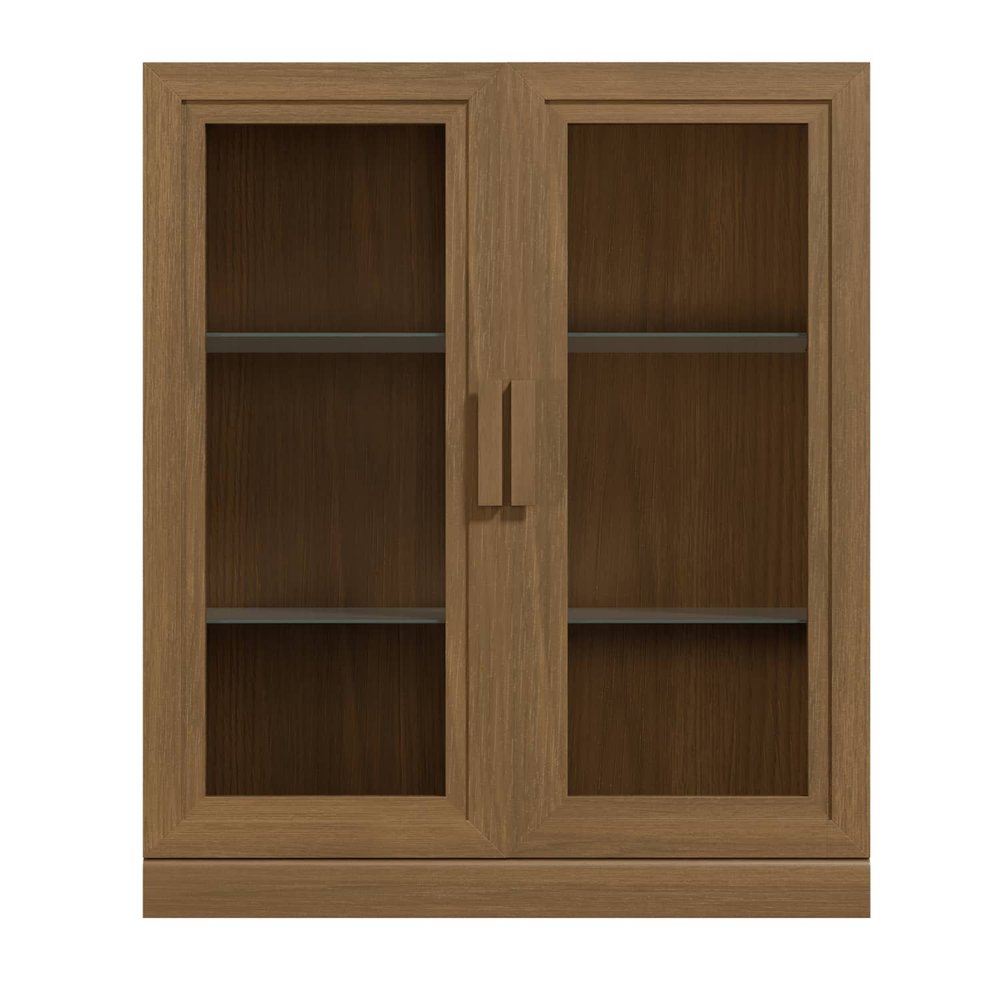 31" Brown Wood Accent Cabinet With Two Doors
