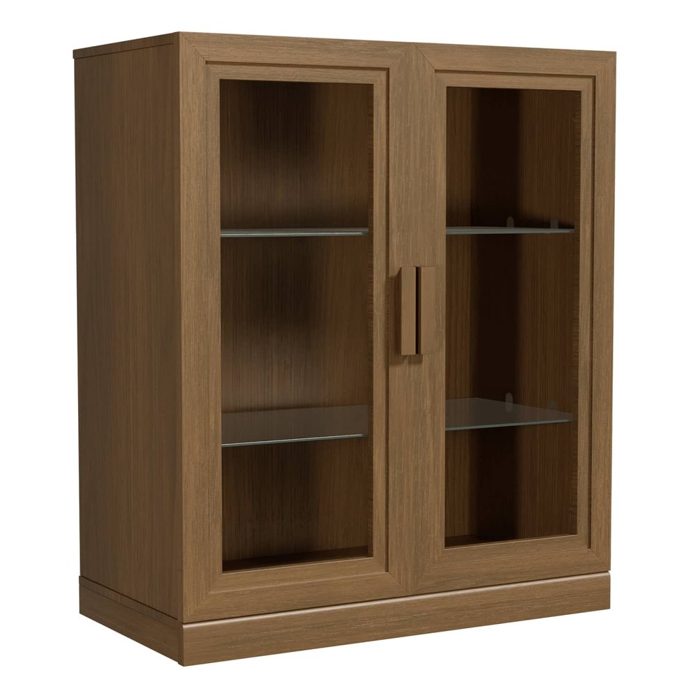 31" Brown Wood Accent Cabinet With Two Doors