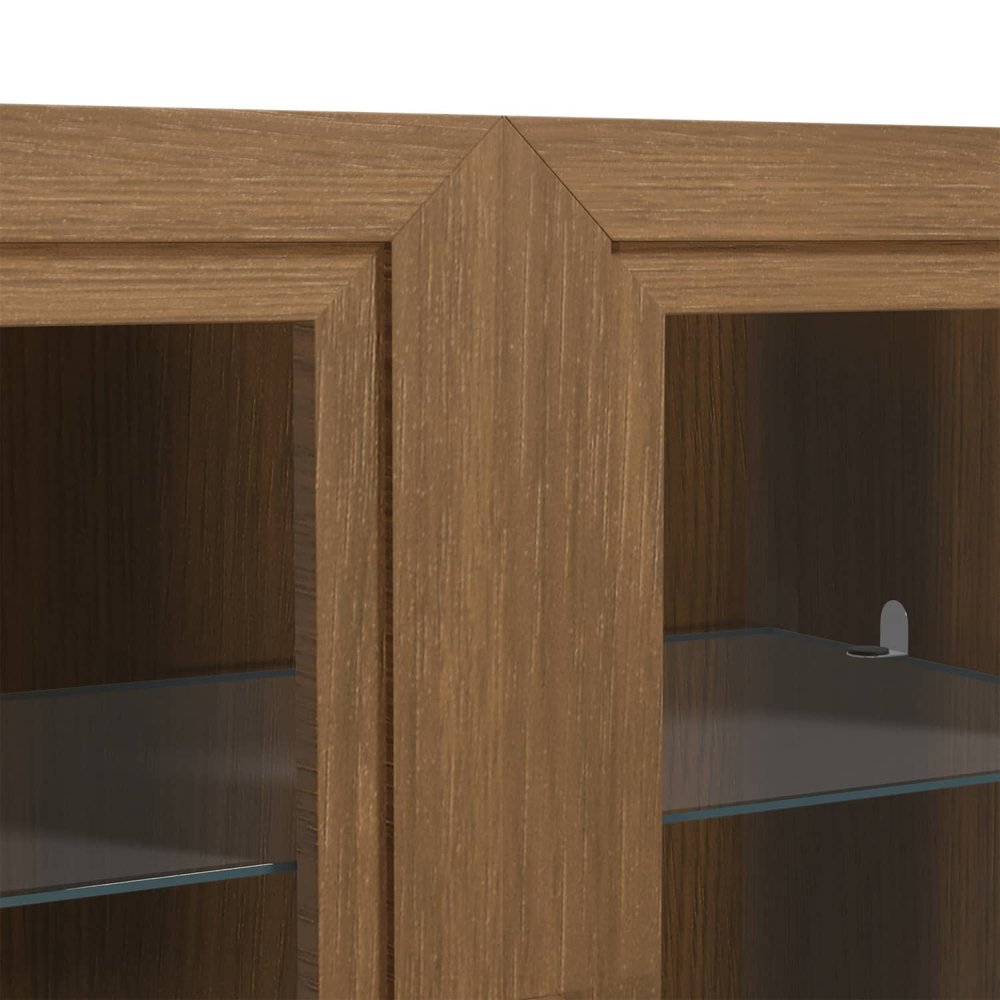 31" Brown Wood Accent Cabinet With Two Doors