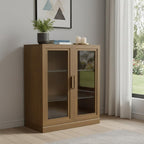 31" Brown Wood Accent Cabinet With Two Doors