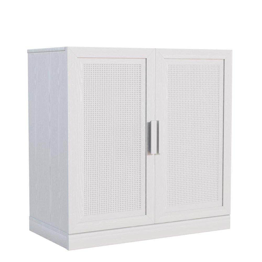 31" White Wood Accent Cabinet With Two Doors