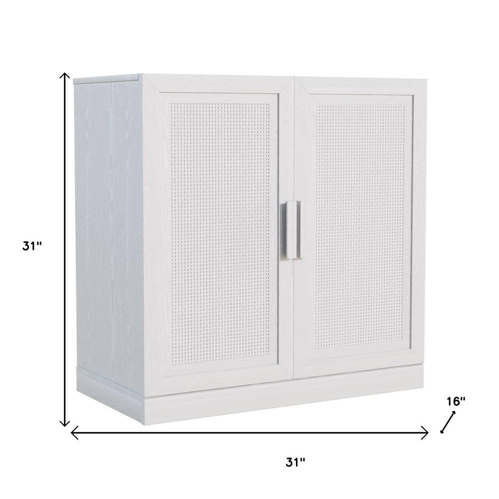 31" White Wood Accent Cabinet With Two Doors