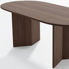 67" Brown Wood Double Pedestal Base Oval Dining Table