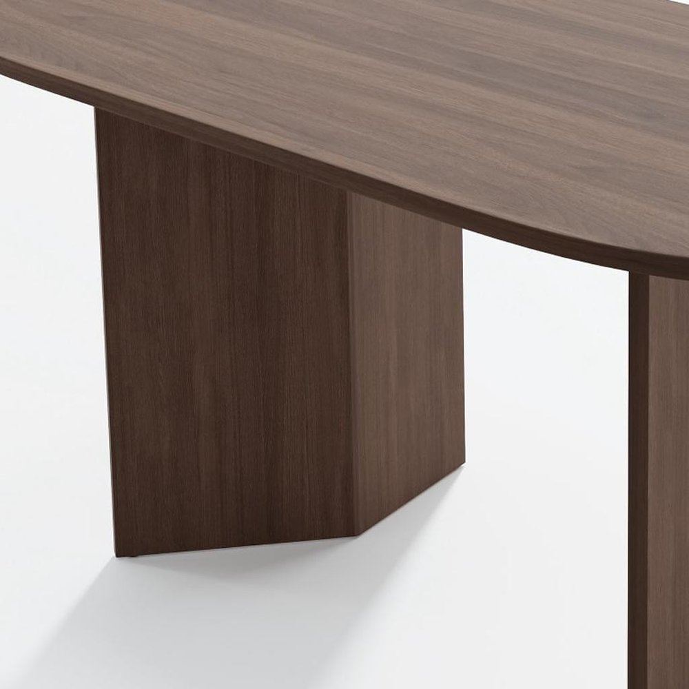 67" Brown Wood Double Pedestal Base Oval Dining Table