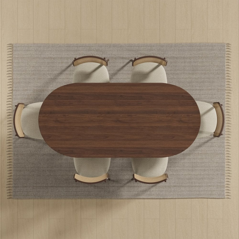 67" Brown Wood Double Pedestal Base Oval Dining Table