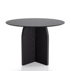 42" Black Wood Pedestal Base Round Top Dining Table