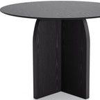 42" Black Wood Pedestal Base Round Top Dining Table