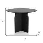 42" Black Wood Pedestal Base Round Top Dining Table