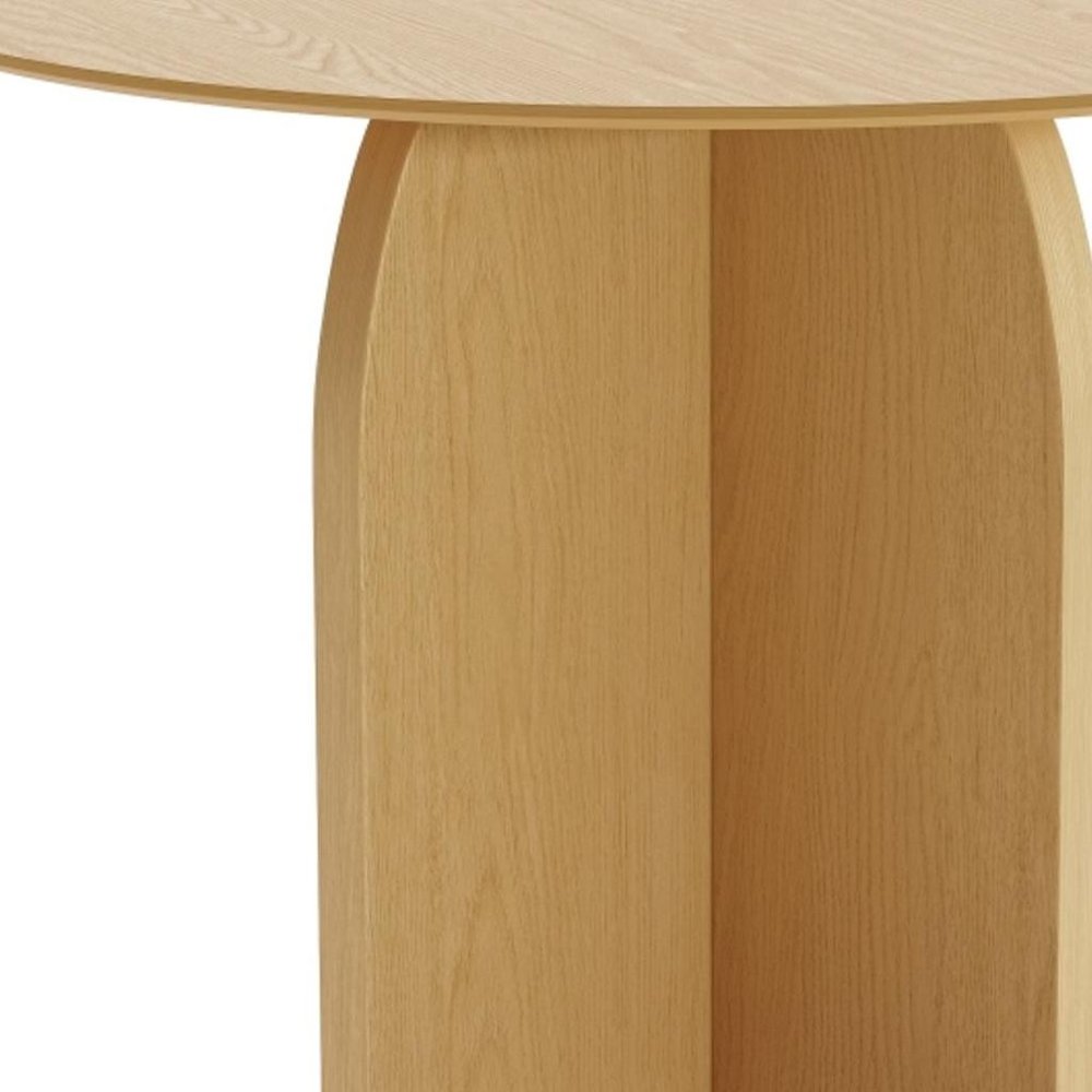 42" Black Wood Pedestal Base Round Top Dining Table