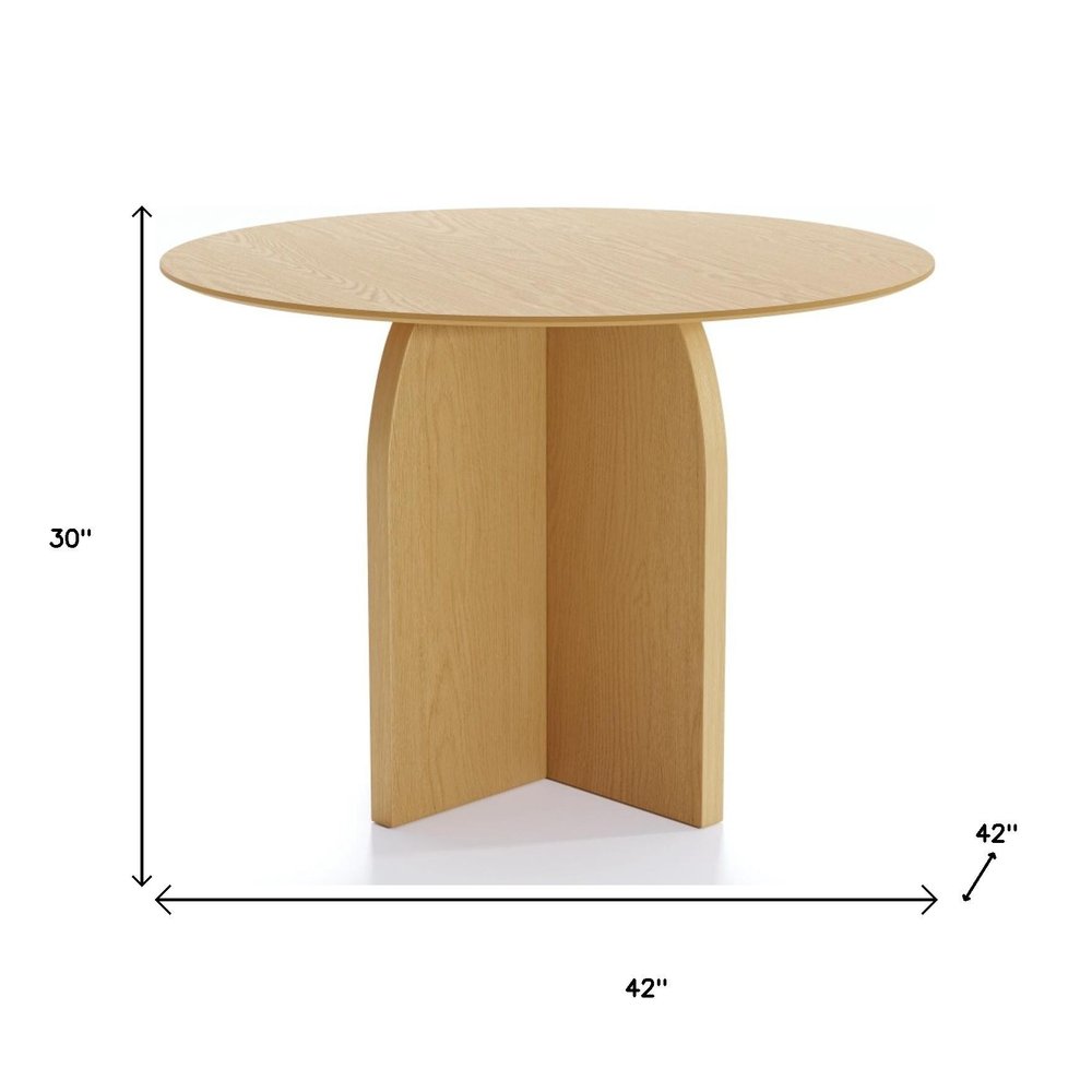 42" Black Wood Pedestal Base Round Top Dining Table