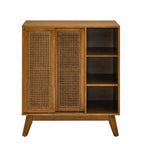 32" Light Brown Wood Sideboard With Two Sliding Doors