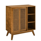 32" Light Brown Wood Sideboard With Two Sliding Doors
