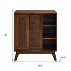 32" Dark Brown Wood Sideboard With Two Sliding Doors