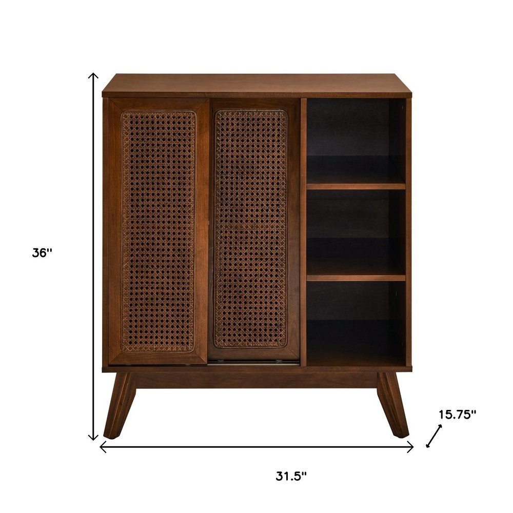 32" Dark Brown Wood Sideboard With Two Sliding Doors