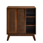 32" Dark Brown Wood Sideboard With Two Sliding Doors
