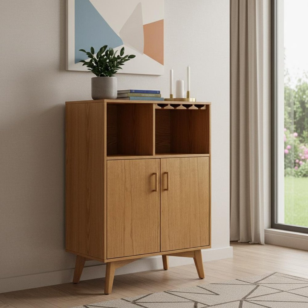 32" Brown Wood Accent Cabinet