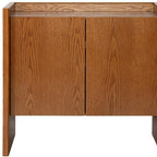 34" Walnut Wood Sideboard With Two Doors