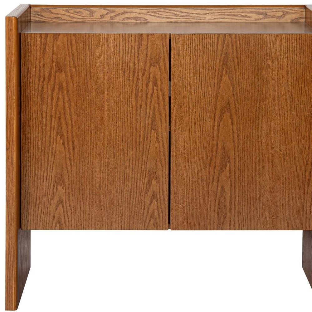 34" Walnut Wood Sideboard With Two Doors